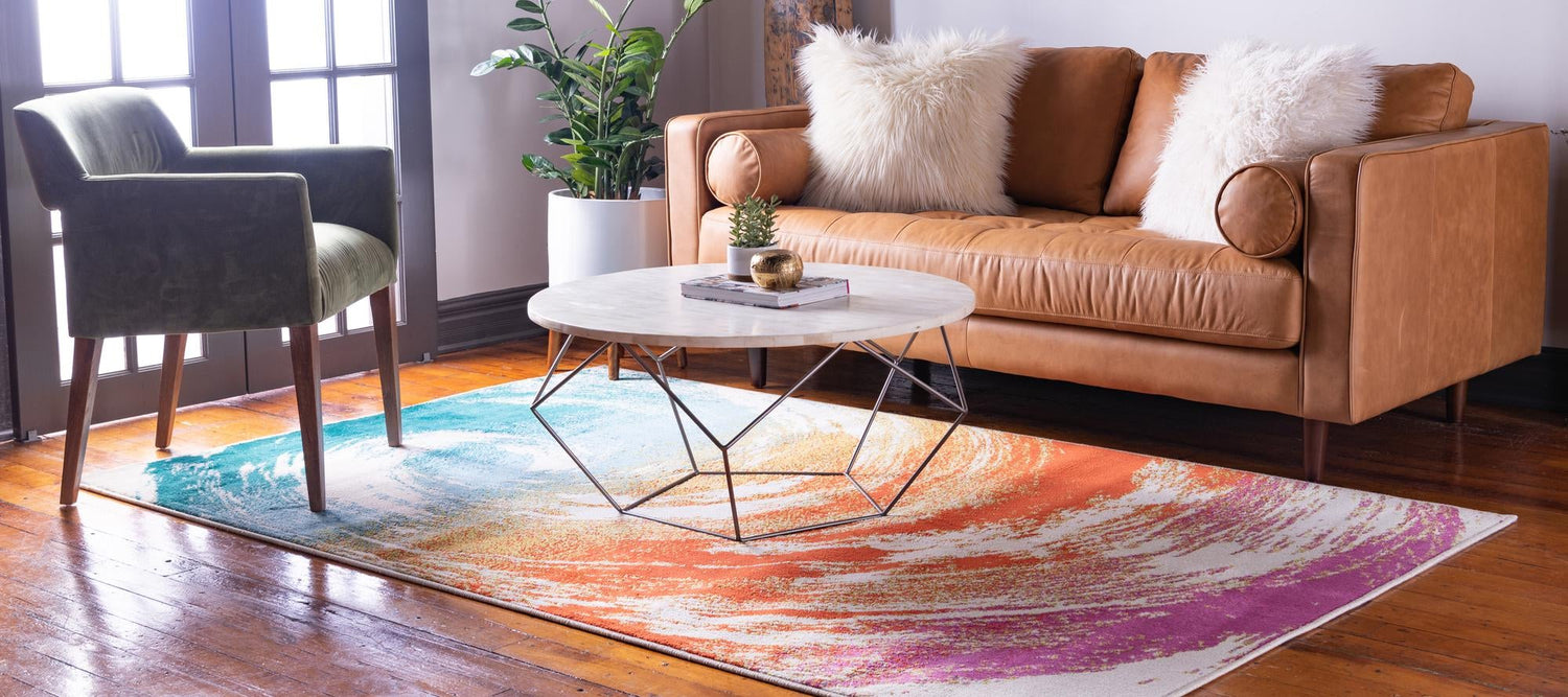 Multicolor 4' x 6' Open Hearts Rectangle Area Rug 100% Polypropylene Colorful Vivid Modern Abstract Carpet for Interior Home Decor for Sale at Rug Engine