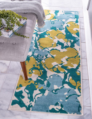 Light Blue 2' x 6' Open Hearts Runner Area Rug 100% Polypropylene Colorful Vivid Modern Abstract Carpet for Interior Home Decor for Sale at Rug Engine