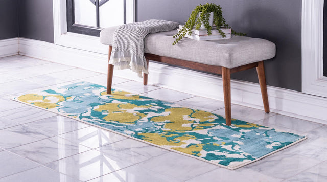 Light Blue 2' x 6' Open Hearts Runner Area Rug 100% Polypropylene Colorful Vivid Modern Abstract Carpet for Interior Home Decor for Sale at Rug Engine