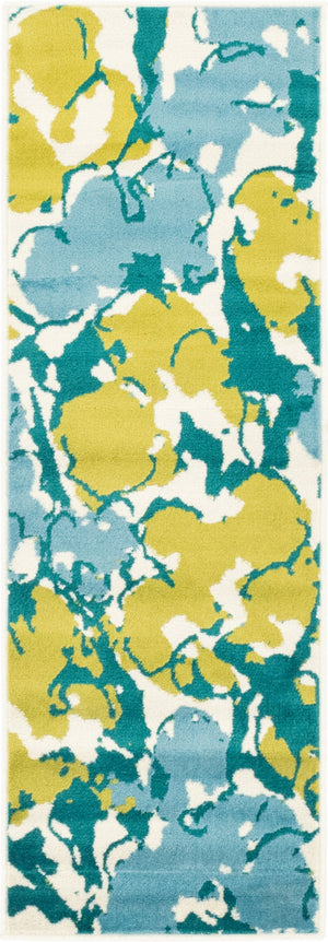 Light Blue 2' x 6' Open Hearts Runner Area Rug 100% Polypropylene Colorful Vivid Modern Abstract Carpet for Interior Home Decor for Sale at Rug Engine