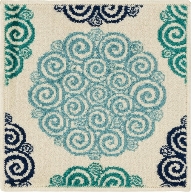 Turquoise 1' 8 x 1' 8 Open Hearts Sample Area Rug 100% Polypropylene Colorful Vivid Modern Abstract Carpet for Interior Home Decor for Sale at Rug Engine