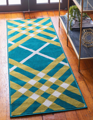 Green 2' x 6' 1 Open Hearts Runner Area Rug 100% Polypropylene Colorful Vivid Modern Abstract Carpet for Interior Home Decor for Sale at Rug Engine