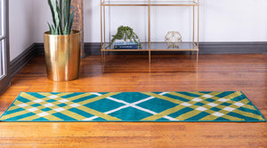 Green 2' x 6' 1 Open Hearts Runner Area Rug 100% Polypropylene Colorful Vivid Modern Abstract Carpet for Interior Home Decor for Sale at Rug Engine