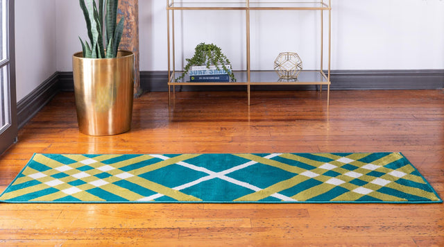 Green 2' x 6' 1 Open Hearts Runner Area Rug 100% Polypropylene Colorful Vivid Modern Abstract Carpet for Interior Home Decor for Sale at Rug Engine