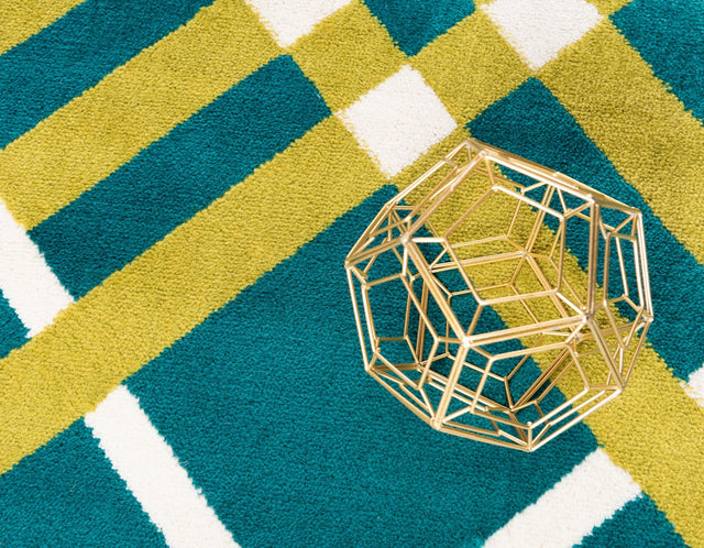 Green 2' x 6' 1 Open Hearts Runner Area Rug 100% Polypropylene Colorful Vivid Modern Abstract Carpet for Interior Home Decor for Sale at Rug Engine
