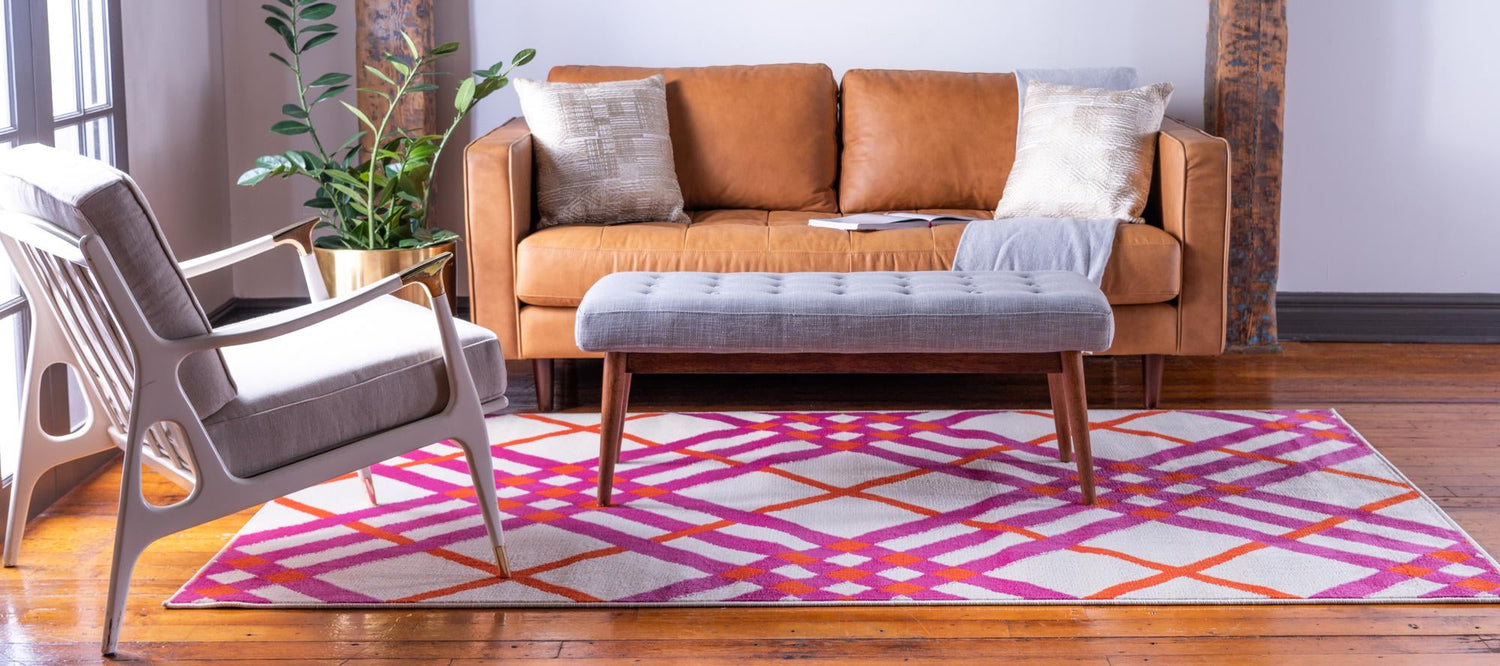 White 5' 1 x 8' Open Hearts Rectangle Area Rug 100% Polypropylene Colorful Vivid Modern Abstract Carpet for Interior Home Decor for Sale at Rug Engine