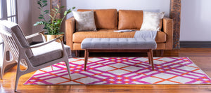 White 5' 1 x 8' Open Hearts Rectangle Area Rug 100% Polypropylene Colorful Vivid Modern Abstract Carpet for Interior Home Decor for Sale at Rug Engine