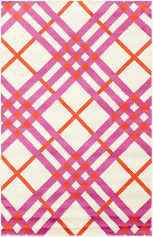 White 5' 1 x 8' Open Hearts Rectangle Area Rug 100% Polypropylene Colorful Vivid Modern Abstract Carpet for Interior Home Decor for Sale at Rug Engine