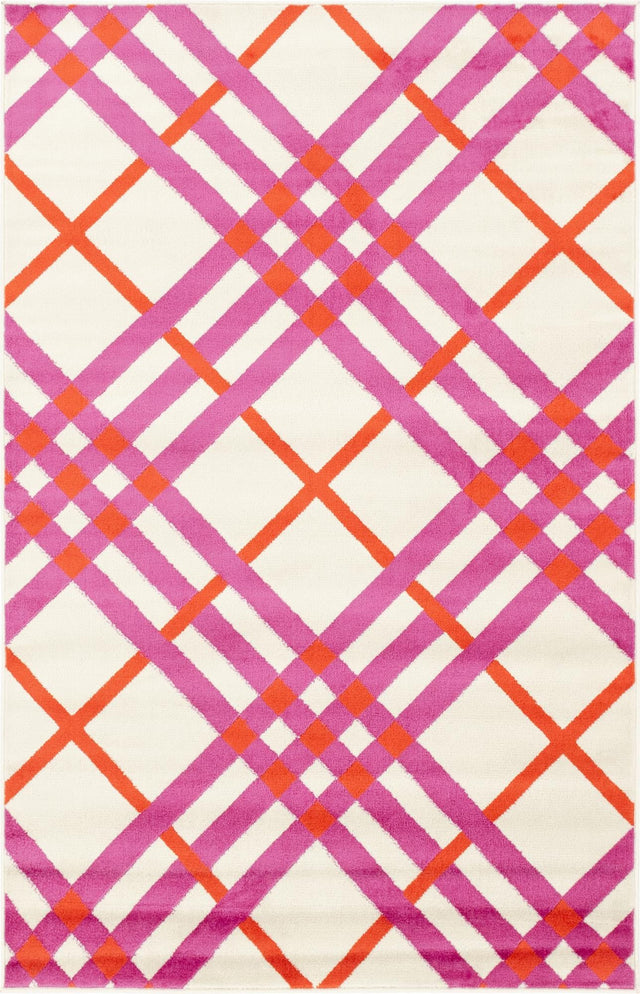 White 5' 1 x 8' Open Hearts Rectangle Area Rug 100% Polypropylene Colorful Vivid Modern Abstract Carpet for Interior Home Decor for Sale at Rug Engine