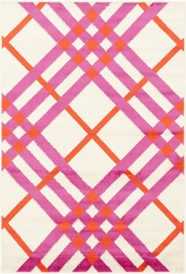 White 4' 1 x 6' 1 Open Hearts Rectangle Area Rug 100% Polypropylene Colorful Vivid Modern Abstract Carpet for Interior Home Decor for Sale at Rug Engine