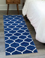 Navy Blue 2' x 8' 8 Trellis Frieze Runner Area Rug Geometric Modern Unique Stain Resistant Easy Clean Carpet for Living, Dining, Bedrooms, Office for Sale at Rug Engine