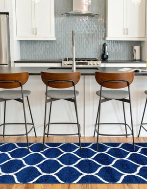 Navy Blue 2' x 13' 1 Trellis Frieze Runner Area Rug Geometric Modern Unique Stain Resistant Easy Clean Carpet for Living, Dining, Bedrooms, Office for Sale at Rug Engine