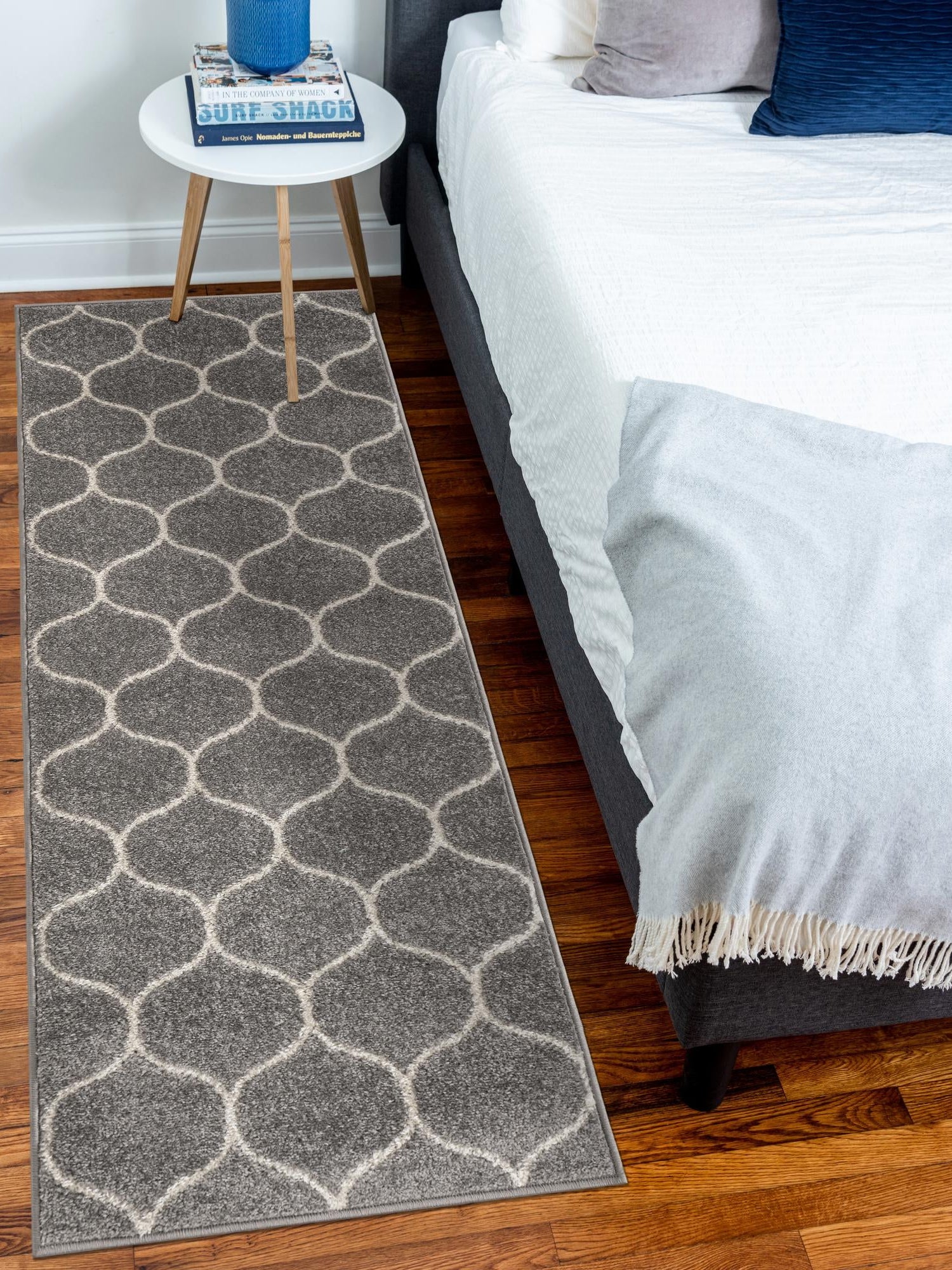 Light Gray 2' x 9' Trellis Frieze Runner Area Rug Geometric Modern Unique Stain Resistant Easy Clean Carpet for Living, Dining, Bedrooms, Office for Sale at Rug Engine