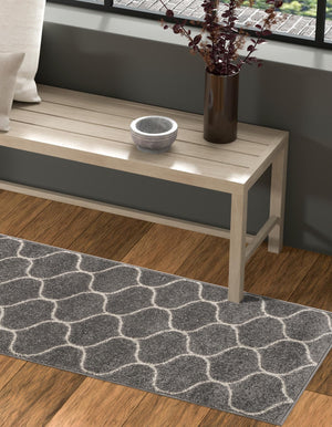 Light Gray 2' x 6' 1 Trellis Frieze Runner Area Rug Geometric Modern Unique Stain Resistant Easy Clean Carpet for Living, Dining, Bedrooms, Office for Sale at Rug Engine