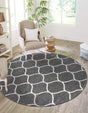 Dark Gray 4' 1 x 4' 1 Trellis Frieze Round Area Rug Geometric Modern Unique Stain Resistant Easy Clean Carpet for Living, Dining, Bedrooms, Office for Sale at Rug Engine
