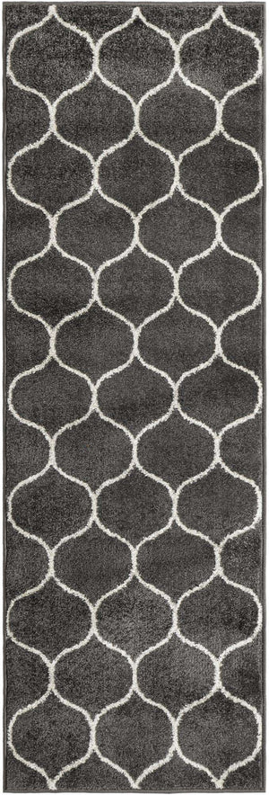 Dark Gray 2' x 6' 1 Trellis Frieze Runner Area Rug Geometric Modern Unique Stain Resistant Easy Clean Carpet for Living, Dining, Bedrooms, Office for Sale at Rug Engine