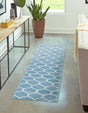 Light Blue 2' x 6' 1 Trellis Frieze Runner Area Rug Geometric Modern Unique Stain Resistant Easy Clean Carpet for Living, Dining, Bedrooms, Office for Sale at Rug Engine