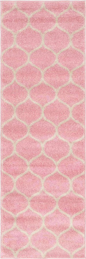 Light Pink 2' x 6' 1 Trellis Frieze Runner Area Rug Geometric Modern Unique Stain Resistant Easy Clean Carpet for Living, Dining, Bedrooms, Office for Sale at Rug Engine
