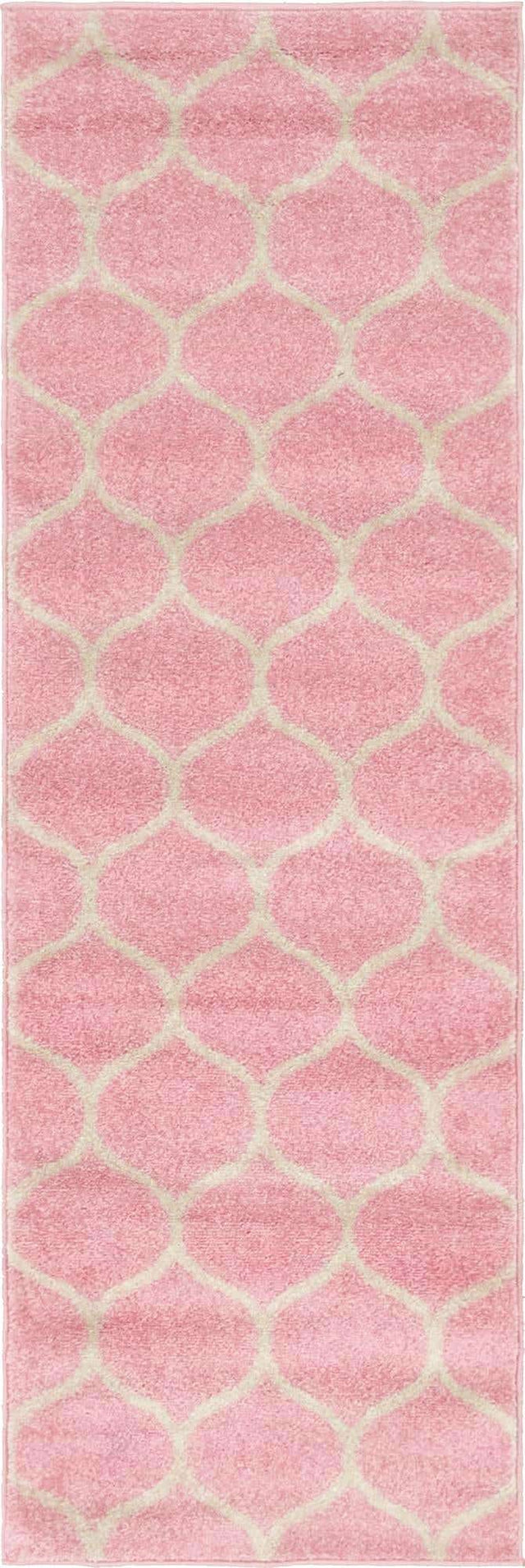 Light Pink 2' x 6' 1 Trellis Frieze Runner Area Rug Geometric Modern Unique Stain Resistant Easy Clean Carpet for Living, Dining, Bedrooms, Office for Sale at Rug Engine