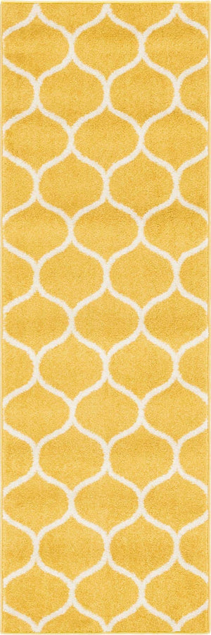 Yellow 2' x 6' 1 Trellis Frieze Runner Area Rug Geometric Modern Unique Stain Resistant Easy Clean Carpet for Living, Dining, Bedrooms, Office for Sale at Rug Engine