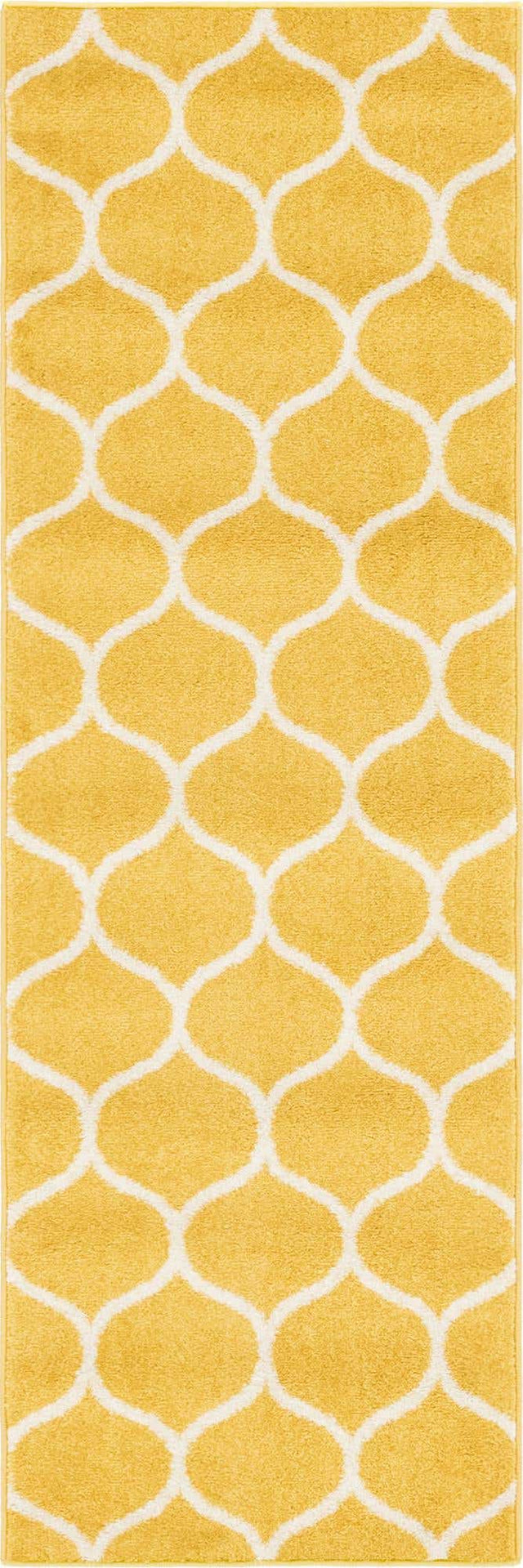 Yellow 2' x 6' 1 Trellis Frieze Runner Area Rug Geometric Modern Unique Stain Resistant Easy Clean Carpet for Living, Dining, Bedrooms, Office for Sale at Rug Engine