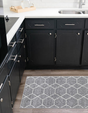 Light Gray 3' 3 x 16' 5 Trellis Frieze Runner Area Rug Geometric Modern Unique Stain Resistant Easy Clean Carpet for Living, Dining, Bedrooms, Office for Sale at Rug Engine