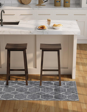 Light Gray 2' 7 x 12' Trellis Frieze Runner Area Rug Geometric Modern Unique Stain Resistant Easy Clean Carpet for Living, Dining, Bedrooms, Office for Sale at Rug Engine