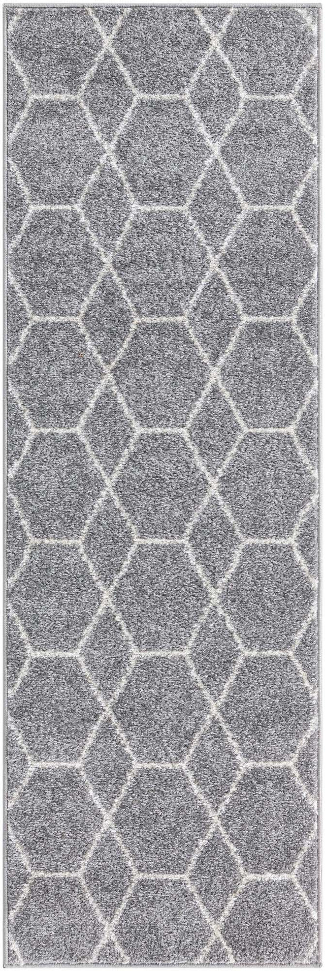 Light Gray 2' x 6' 1 Trellis Frieze Runner Area Rug Geometric Modern Unique Stain Resistant Easy Clean Carpet for Living, Dining, Bedrooms, Office for Sale at Rug Engine