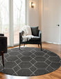 Dark Gray 3' 1 x 3' 1 Trellis Frieze Round Area Rug Geometric Modern Unique Stain Resistant Easy Clean Carpet for Living, Dining, Bedrooms, Office for Sale at Rug Engine