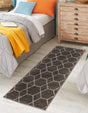 Dark Gray 2' x 10' Trellis Frieze Runner Area Rug Geometric Modern Unique Stain Resistant Easy Clean Carpet for Living, Dining, Bedrooms, Office for Sale at Rug Engine