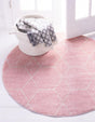 Light Pink 7' 1 x 7' 1 Trellis Frieze Round Area Rug Geometric Modern Unique Stain Resistant Easy Clean Carpet for Living, Dining, Bedrooms, Office for Sale at Rug Engine