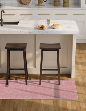 Light Pink 2' x 6' 1 Trellis Frieze Runner Area Rug Geometric Modern Unique Stain Resistant Easy Clean Carpet for Living, Dining, Bedrooms, Office for Sale at Rug Engine