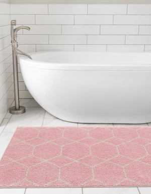 Light Pink 2' x 6' 1 Trellis Frieze Runner Area Rug Geometric Modern Unique Stain Resistant Easy Clean Carpet for Living, Dining, Bedrooms, Office for Sale at Rug Engine