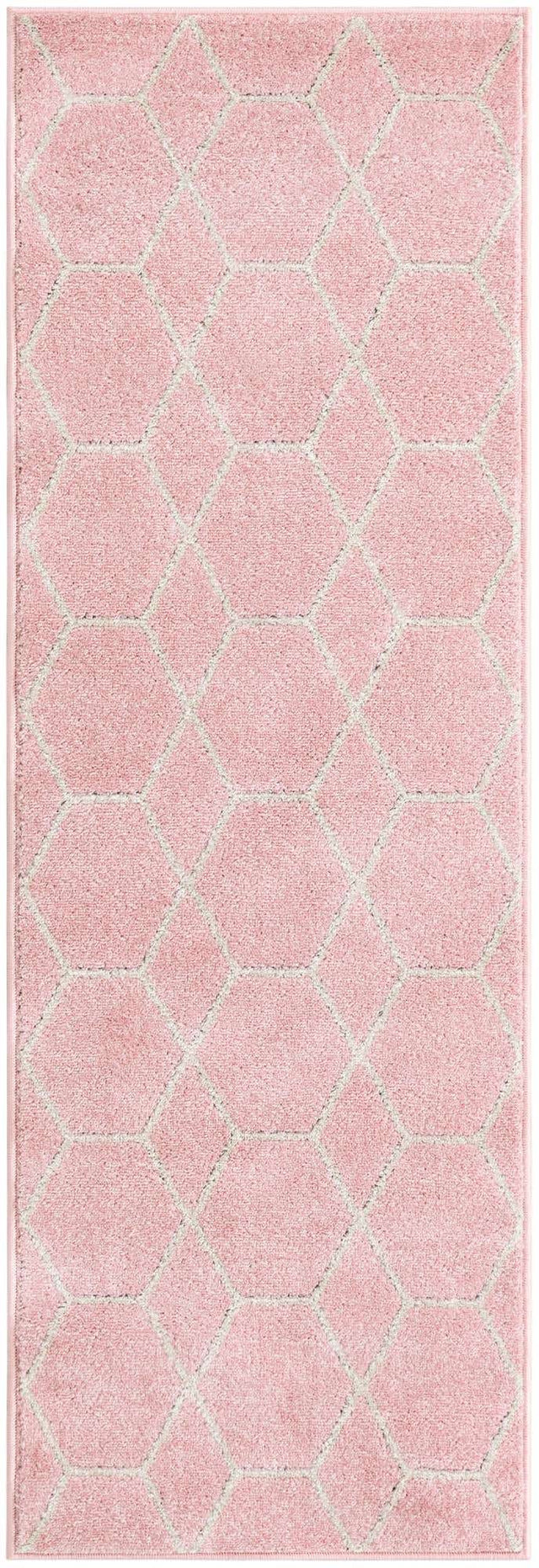 Light Pink 2' x 6' 1 Trellis Frieze Runner Area Rug Geometric Modern Unique Stain Resistant Easy Clean Carpet for Living, Dining, Bedrooms, Office for Sale at Rug Engine