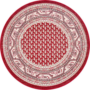 Red 3' 7 x 3' 7 Williamsburg Round Area Rug 100% Polypropylene With Cotton Backing Durable Easy Clean Stain Resistant Carpet for Sale at Rug Engine
