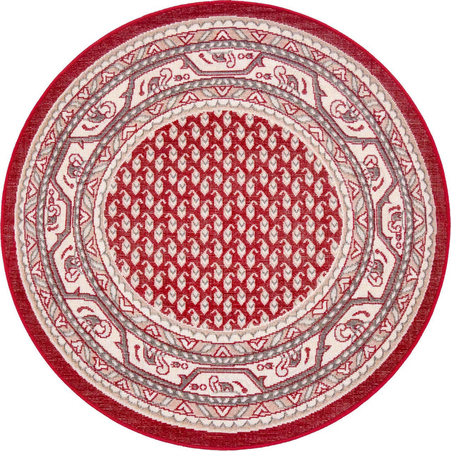 Red 3' 7 x 3' 7 Williamsburg Round Area Rug 100% Polypropylene With Cotton Backing Durable Easy Clean Stain Resistant Carpet for Sale at Rug Engine
