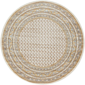 Beige 3' 7 x 3' 7 Williamsburg Round Area Rug 100% Polypropylene With Cotton Backing Durable Easy Clean Stain Resistant Carpet for Sale at Rug Engine