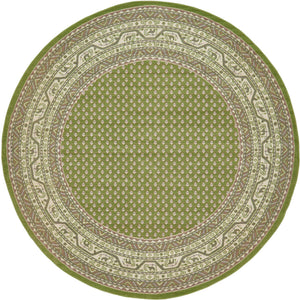 Green 3' 7 x 3' 7 Williamsburg Round Area Rug 100% Polypropylene With Cotton Backing Durable Easy Clean Stain Resistant Carpet for Sale at Rug Engine