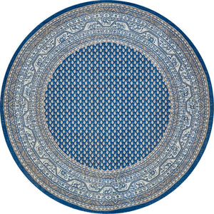 Blue 3' 7 x 3' 7 Williamsburg Round Area Rug 100% Polypropylene With Cotton Backing Durable Easy Clean Stain Resistant Carpet for Sale at Rug Engine