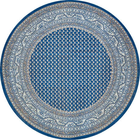 Blue 3' 7 x 3' 7 Williamsburg Round Area Rug