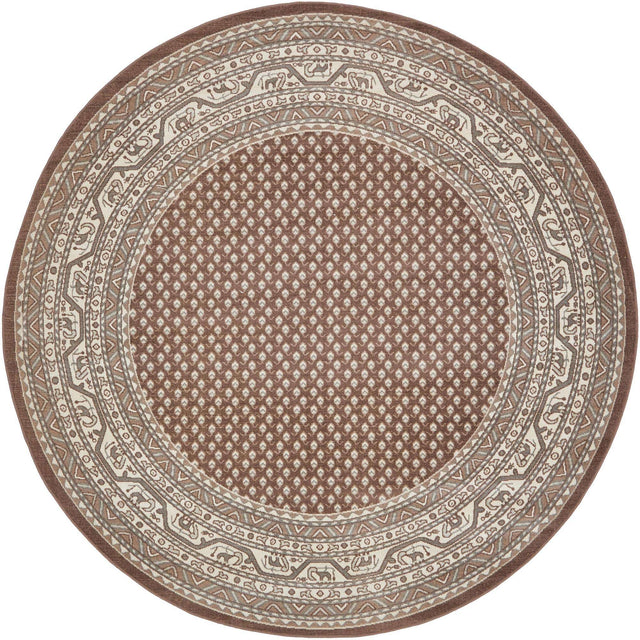 Brown 3' 7 x 3' 7 Williamsburg Round Area Rug 100% Polypropylene With Cotton Backing Durable Easy Clean Stain Resistant Carpet for Sale at Rug Engine