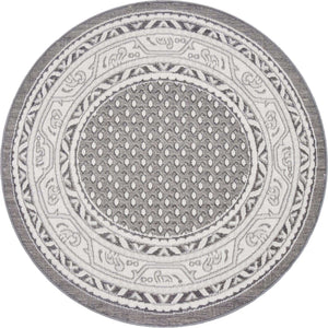Gray 3' 7 x 3' 7 Williamsburg Round Area Rug 100% Polypropylene With Cotton Backing Durable Easy Clean Stain Resistant Carpet for Sale at Rug Engine