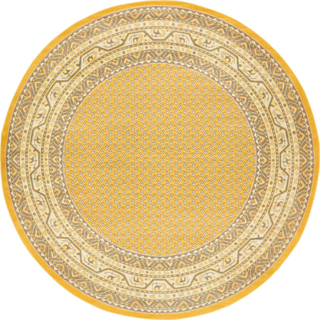 Yellow 3' 7 x 3' 7 Williamsburg Round Area Rug 100% Polypropylene With Cotton Backing Durable Easy Clean Stain Resistant Carpet for Sale at Rug Engine