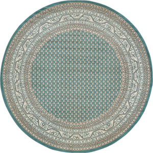 Turquoise 3' 7 x 3' 7 Williamsburg Round Area Rug 100% Polypropylene With Cotton Backing Durable Easy Clean Stain Resistant Carpet for Sale at Rug Engine