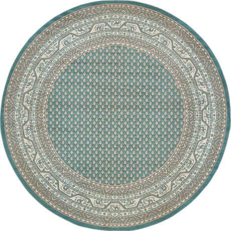 Turquoise 3' 7 x 3' 7 Williamsburg Round Area Rug 100% Polypropylene With Cotton Backing Durable Easy Clean Stain Resistant Carpet for Sale at Rug Engine