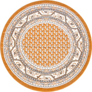 Orange 3' 7 x 3' 7 Williamsburg Round Area Rug 100% Polypropylene With Cotton Backing Durable Easy Clean Stain Resistant Carpet for Sale at Rug Engine