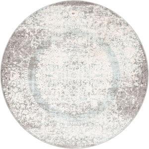 Light Blue 5' x 5' New Classical Round Area Rug 70% Polypropylene & 30% Polyester Traditional Vintage Distressed Carpet for Interior Design Home Decor for Sale at Rug Engine