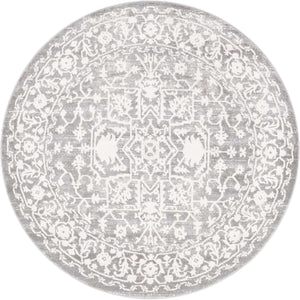 Light Gray 5' x 5' New Classical Round Area Rug 70% Polypropylene & 30% Polyester Traditional Vintage Distressed Carpet for Interior Design Home Decor for Sale at Rug Engine