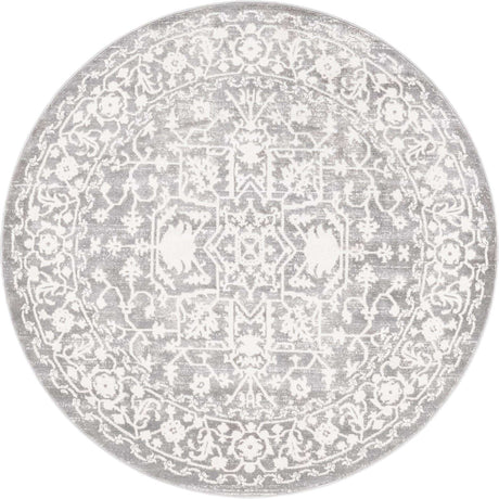 Light Gray 5' x 5' New Classical Round Area Rug 70% Polypropylene & 30% Polyester Traditional Vintage Distressed Carpet for Interior Design Home Decor for Sale at Rug Engine