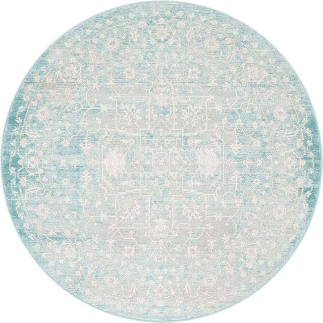 Light Blue 5' x 5' New Classical Round Area Rug 70% Polypropylene & 30% Polyester Traditional Vintage Distressed Carpet for Interior Design Home Decor for Sale at Rug Engine